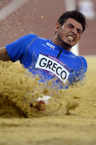 Olimpiade Londra 2012, Daniele Greco compete nella gara del triplo salto. (AFP)
